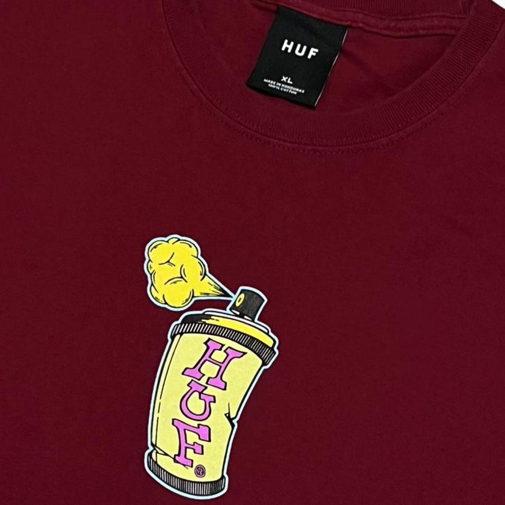HUF Spray Can Graphic Tee size XL - Burgundy
